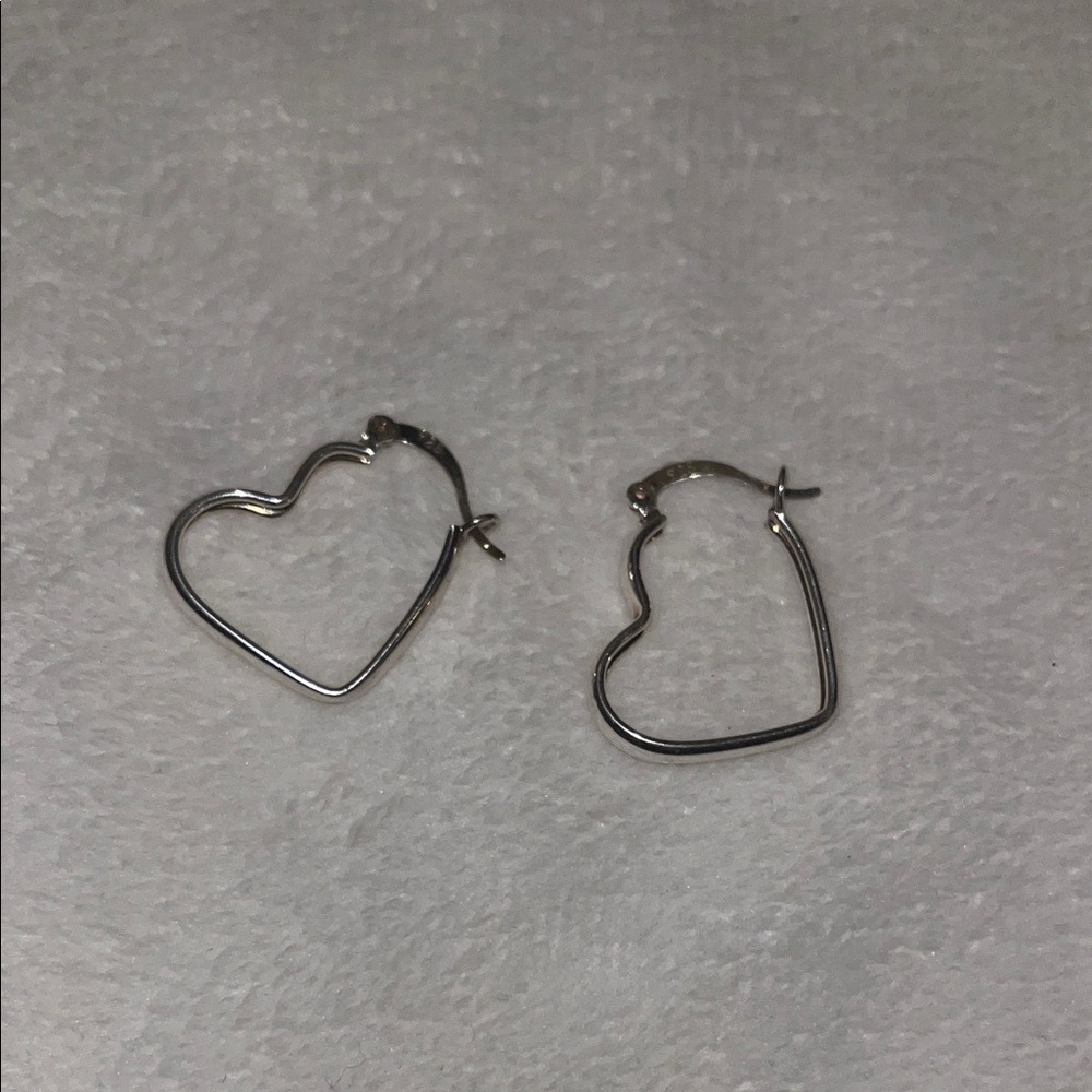 Silver Heart Hoop Earrings NWOT
